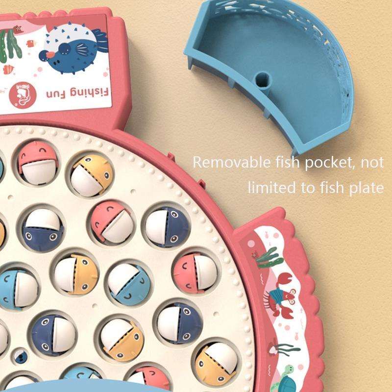Magnetic Fishing Toy Children Educational Multifunctional Music Rotating Fishing Plate, Colour: H...