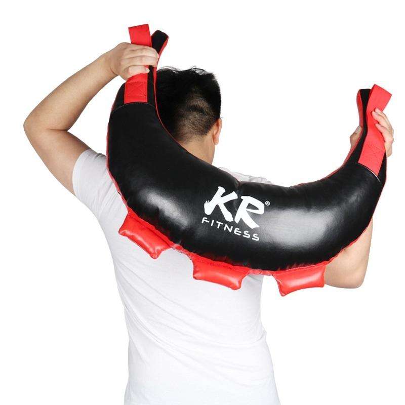 KR Fitness Training Sandbag Weight-Bearing Exercise Equipment Croissant without Filler(Black Leat...
