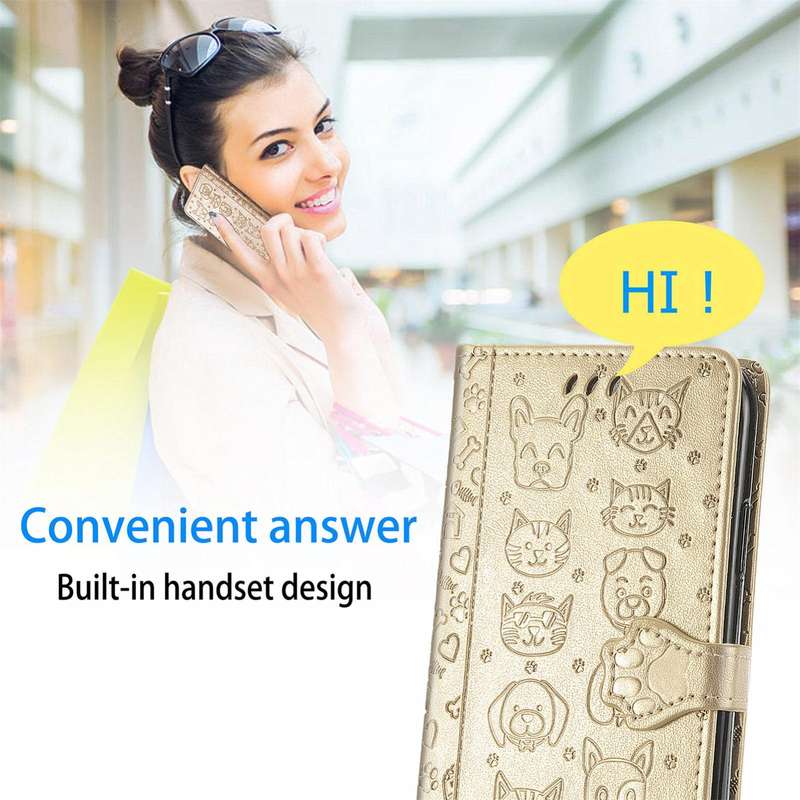 For Wiko Power U30 Cat and Dog Embossed Horizontal Flip Phone Leather Case with Holder & Card Slo...