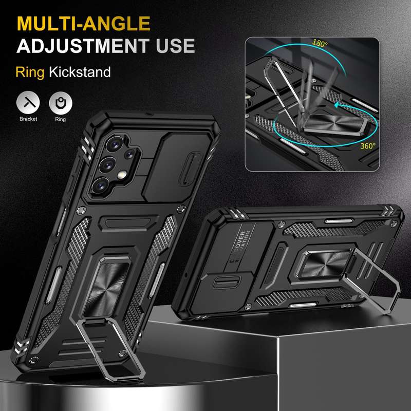 For Samsung Galaxy A32 5G Armor PC + TPU Camera Shield Phone Case(Black)