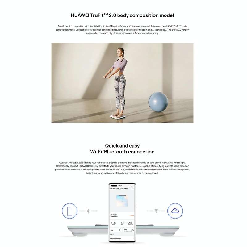 Original Huawei Intelligent Body Fat Scale 3 Pro, Support Wifi & Bluetooth Connection