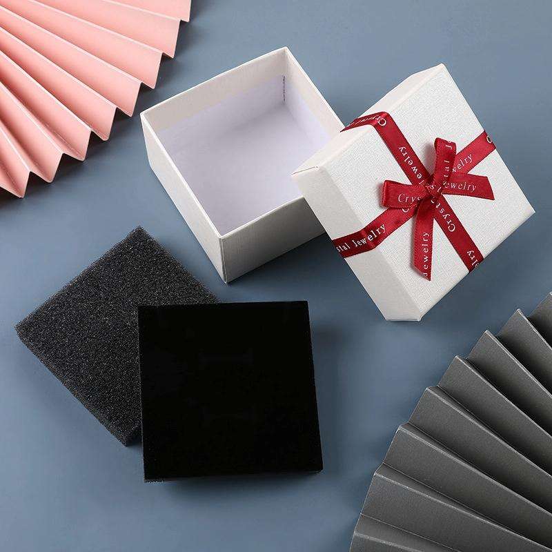 10 PCS Bowknot Jewelry Gift Box Square Jewelry Paper Packaging Box, Specification: 9x9x4cm(Creamy...