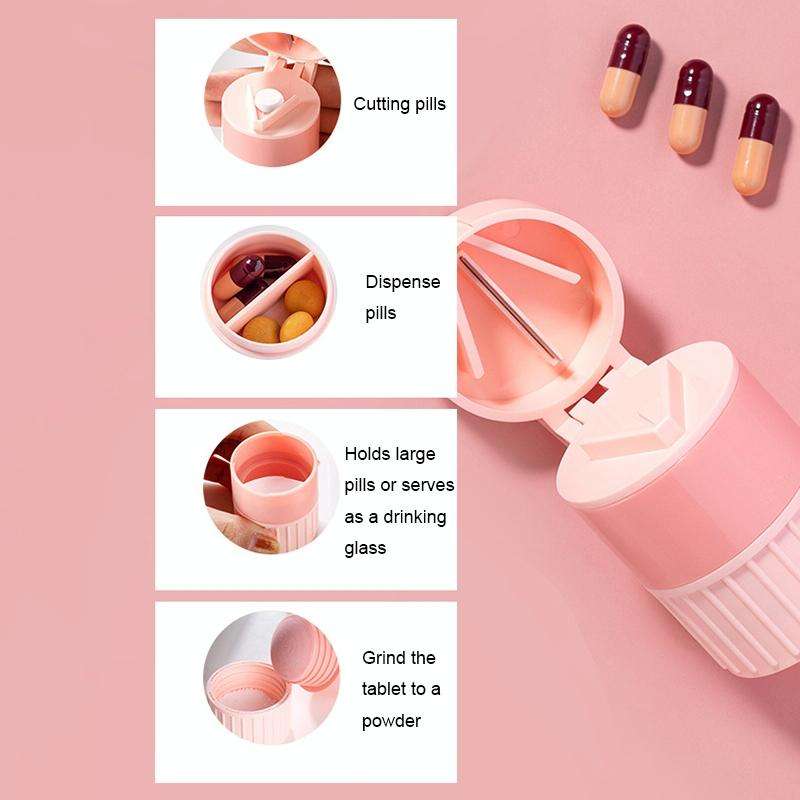 HH654 4 in 1 Multifunctional Portable Pill Box(White)
