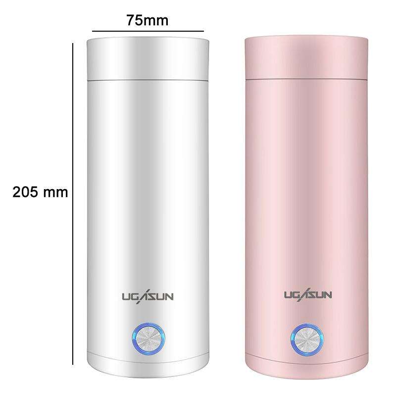 UGASUN Travel Portable Mini Electric Heated Water Cup, Color: UK Plug (Pink)