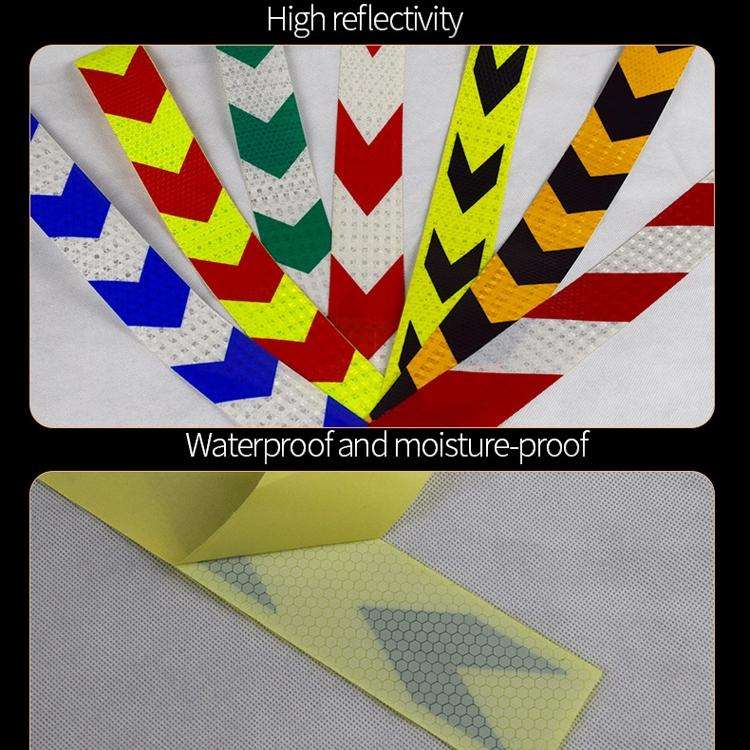 PVC Crystal Color Arrow Reflective Film Truck Honeycomb Guidelines Warning Tape Stickers 5cm x 25...
