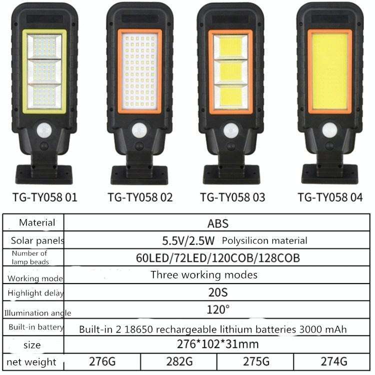 72 LED Solar Lamp Body Induction Wall Lamp LED Outdoor Waterproof Lighting Street Lamp(Green Edge)