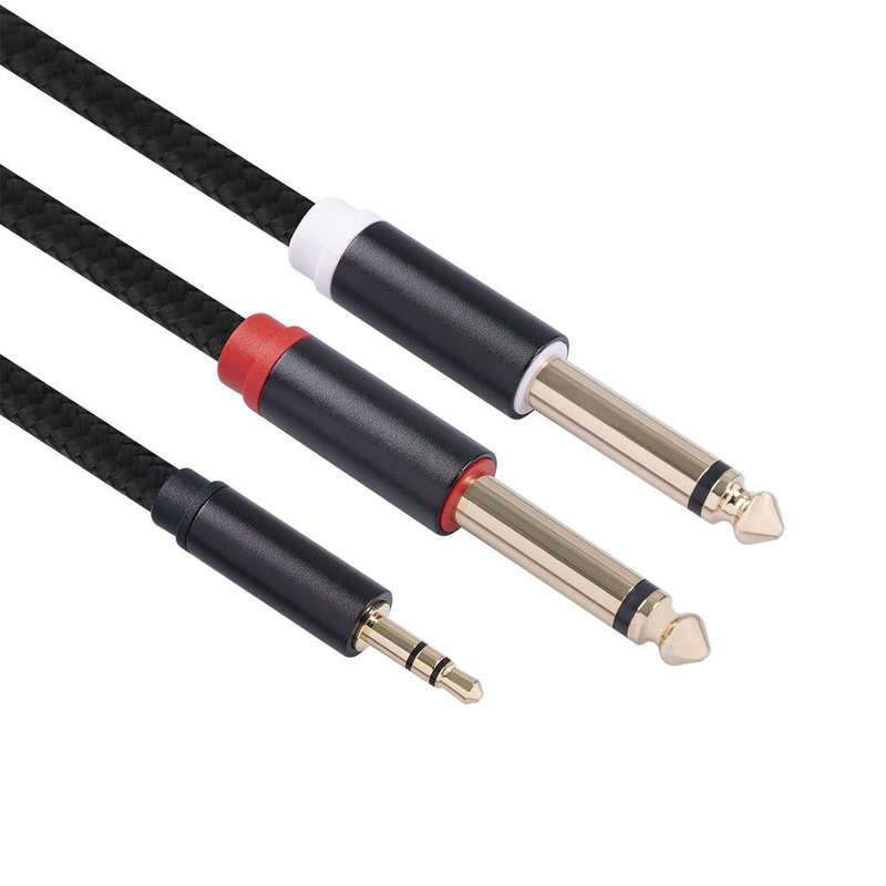 3683 3.5mm Male to Dual 6.35mm Male Audio Cable, Cable Length:1m(Black)