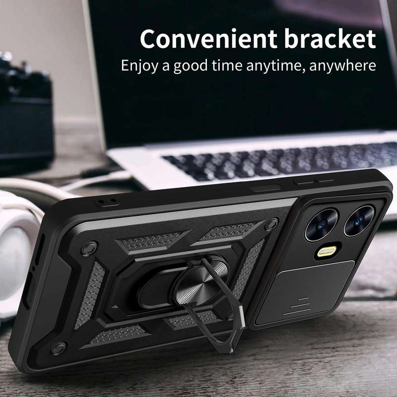 For Realme C55 4G Sliding Camera Cover Design TPU+PC Phone Case(Silver)