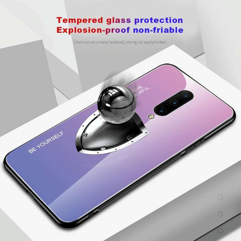 For OnePlus 7 Pro Gradient Color Glass Case(Blue)