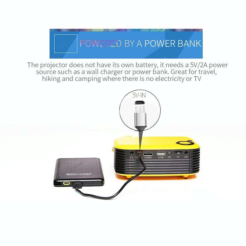 A2000 1080P Mini Portable Smart Projector Children Projector, US Plug(Black)