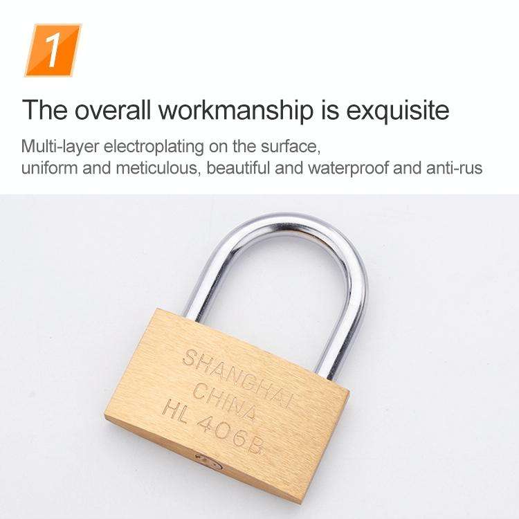Copper Padlock Small Lock, Style: Long Lock Beam, 30mm Open
