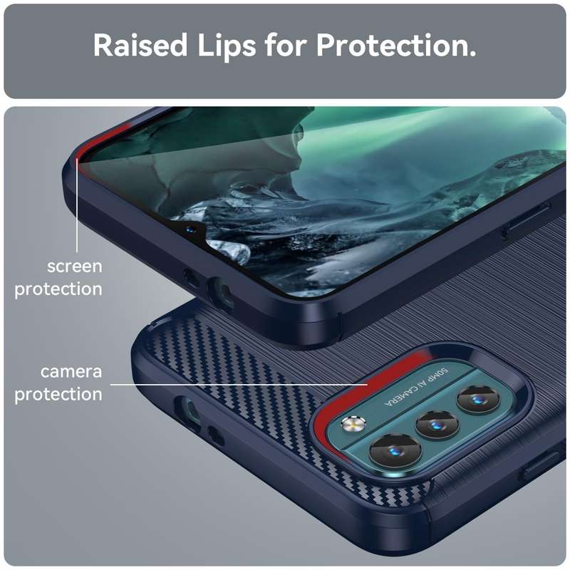 For Nokia G21 Brushed Texture Carbon Fiber TPU Phone Case(Blue)