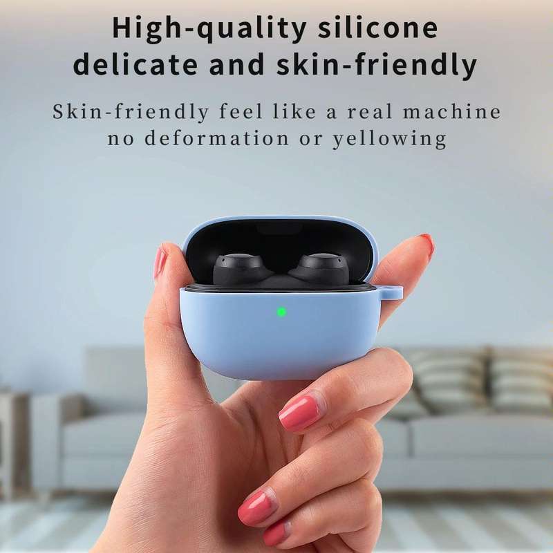For Xiaomi Redmi Buds 3 Lite Silicone Earphone Protective Case with Hook(Sky Blue)