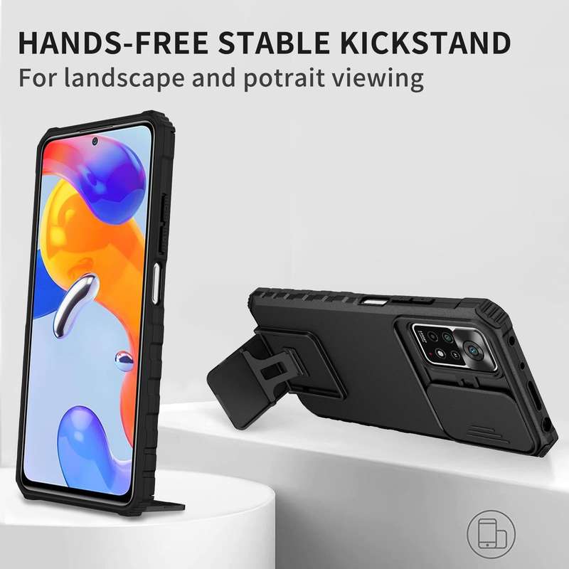 For Xiaomi Redmi Note 10 Pro Global Stereoscopic Holder Sliding Camshield Phone Case(Black)