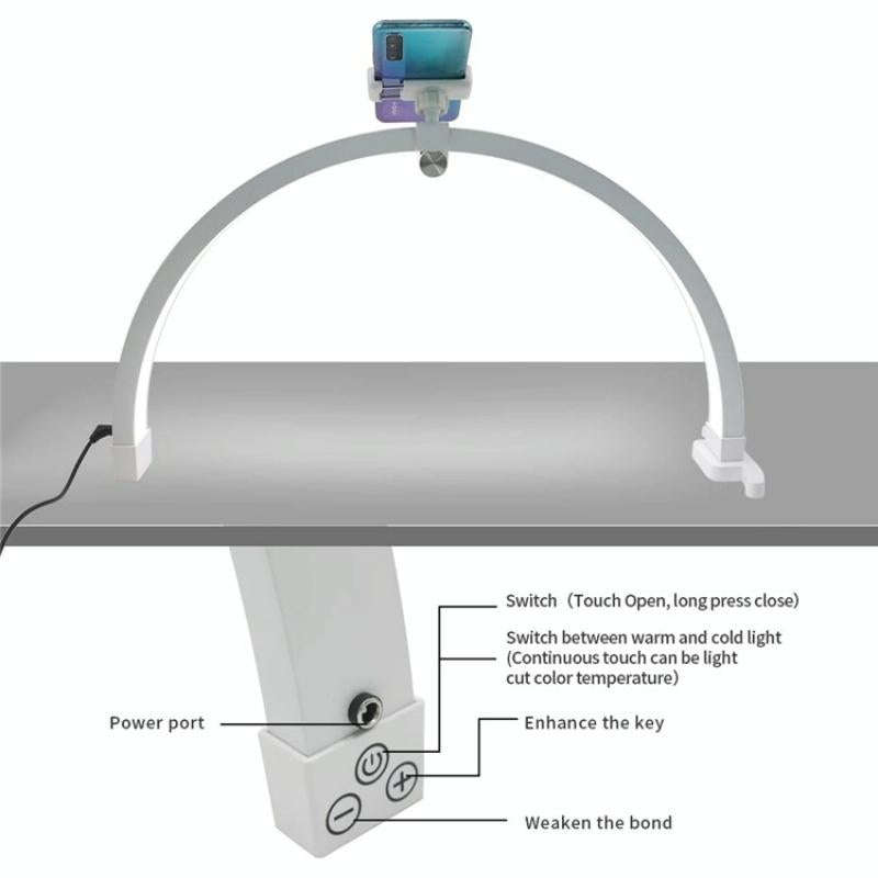 M12X Foldable LED Half Moon Lamp Touch Control Nail Art Lamp, Length: 56cm(AU Plug)