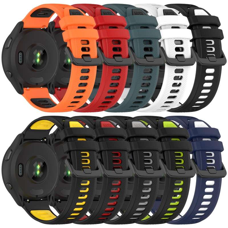 For SUUNTO 5 Peak 22mm Sports Two-Color Silicone Watch Band(Olive Green+Black)
