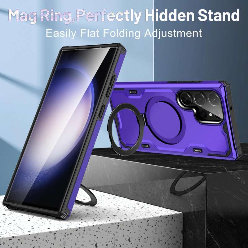 For Samsung Galaxy S23 Ultra 5G Patronus MagSafe Magnetic Holder Phone Case(Purple)