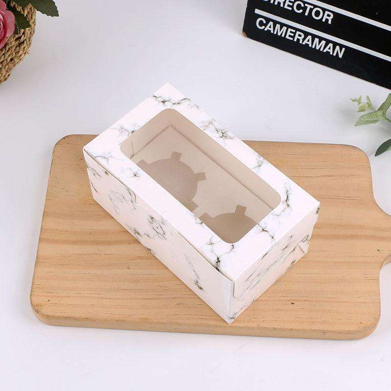 25 PCS Window Cupcake Packaging Box Muffin Cake Box With Inner Support, Specification: 2 In One (...