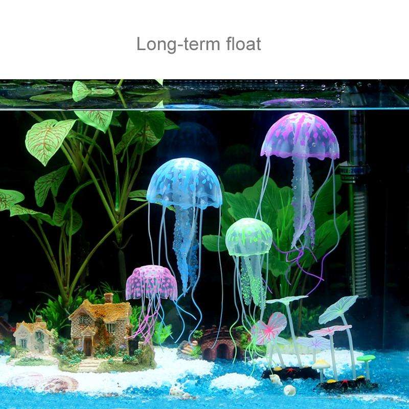 3 PCS Aquarium Articles Decoration Silicone Simulation Fluorescent Sucker Jellyfish, Size: 10*23c...