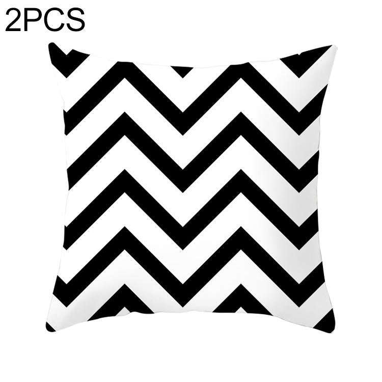 2 PCS Black and White Simple and Modern Geometric Abstract Decorative Pillowcases Polyester Throw...
