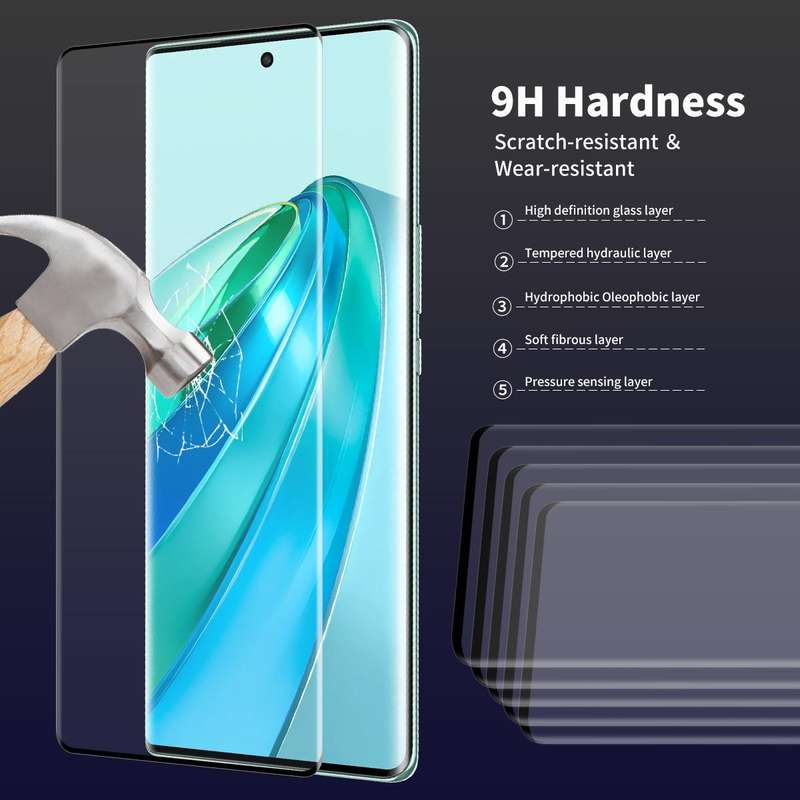 For Honor X9A / Magic5 Lite 2pcs ENKAY 3D Hot Bending Edge Glue Tempered Glass Full Film with Len...
