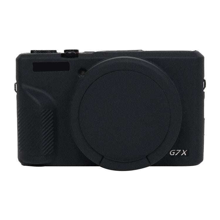 For Canon PowerShot G7 X Mark III / G7X3 Soft Silicone Protective Case with Lens Cover(Black)