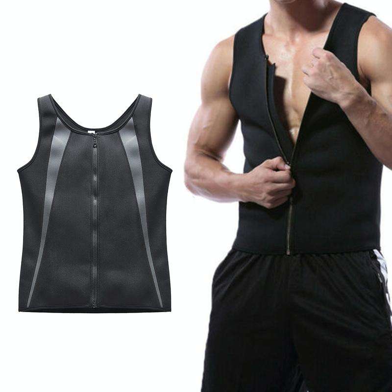 Men Zipper Vest Abdomen Corset Fitness Clothing, Size:M(Grey)