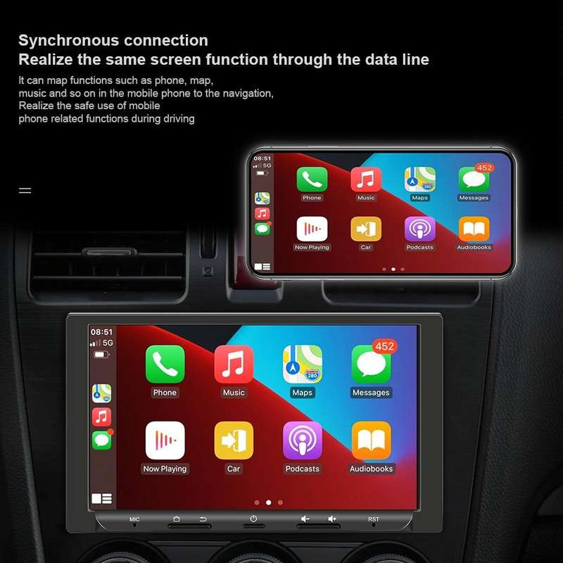 7 inch Carplay GPS Navigation Reverse Integrated Machine, Style: Standard+8 Light Camera(1+16G)