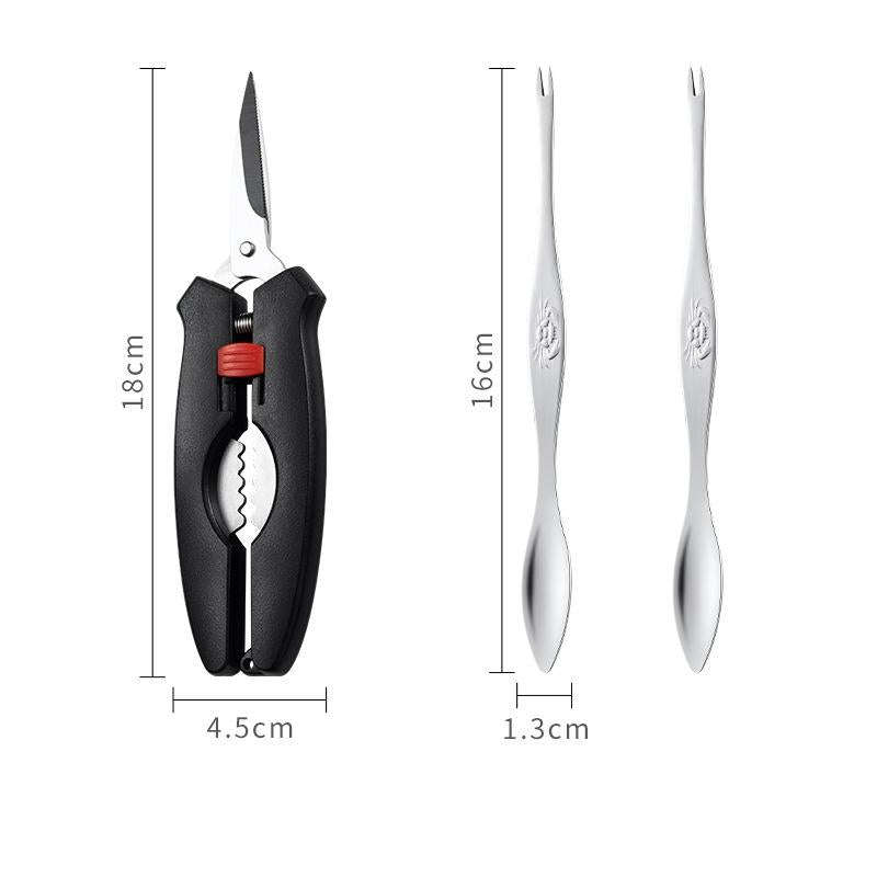 Crab Tool 304 Stainless Steel Crab Fork Crab Scissors Crab Needle,Style: 5 Fork 1 Knife 1 Box