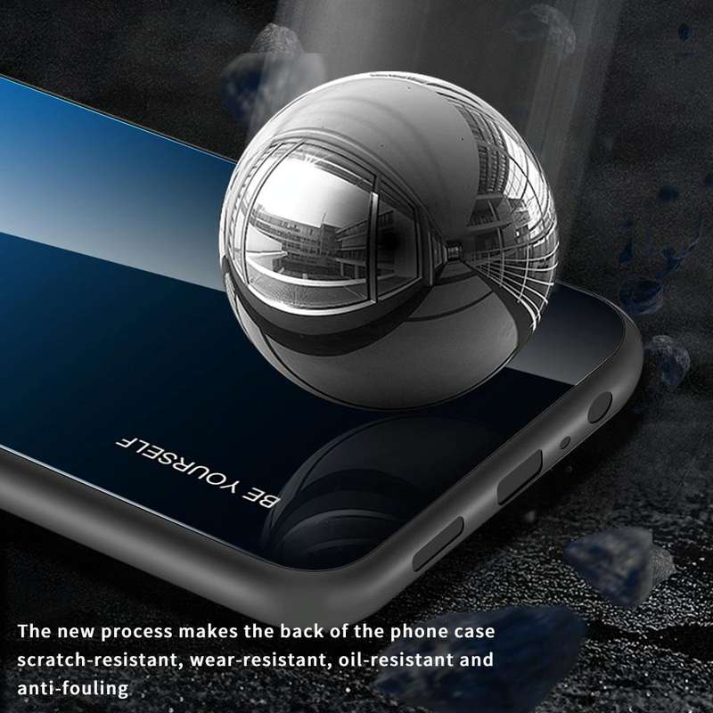 For Vivo Y17 Gradient Color Glass Case(Blue)