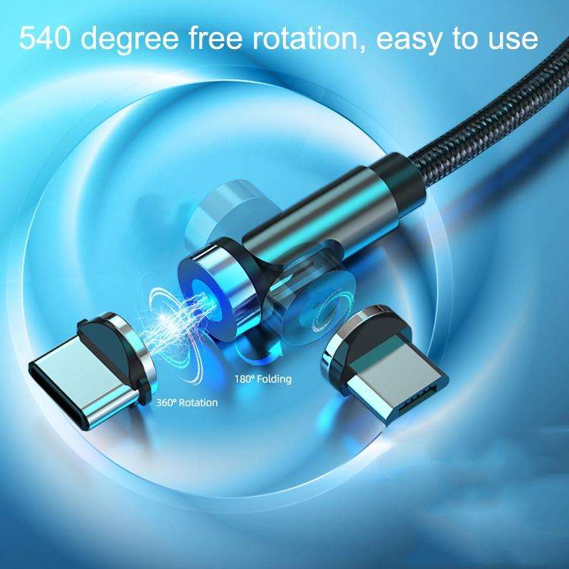 CC56 8 Pin + Type-C/USB-C + Micro USB Magnetic Interface Dust Plug Rotating Data Charging Cable, ...