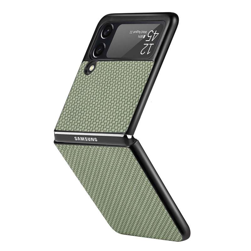 For Samsung Galaxy Z Flip3 5G Cross Pattern Slim PC Protective Case(Green)