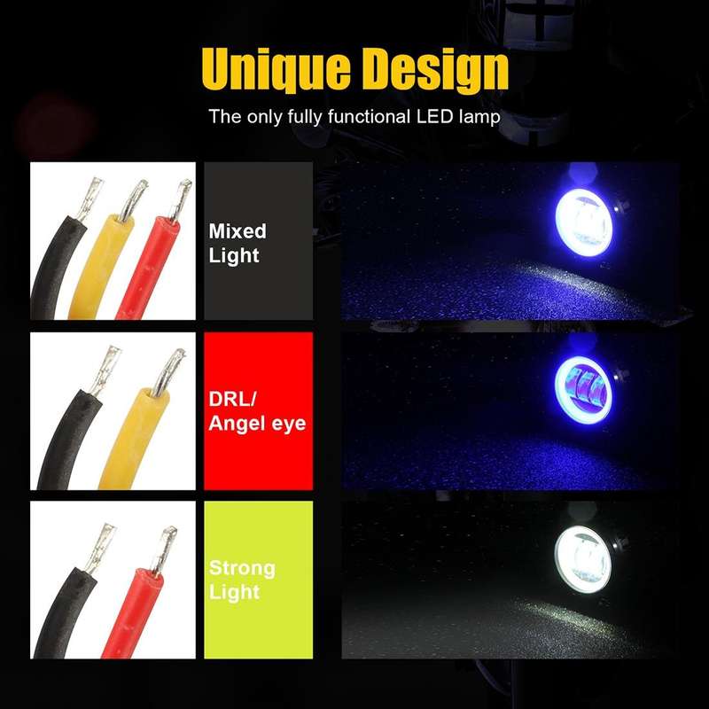 2 PCS Car 4 inch Round Spotlight Work Light with Angel Eyes (Blue Light)