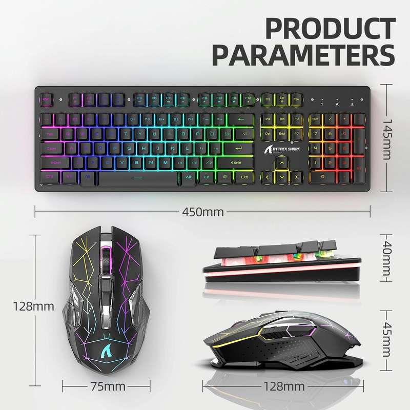 Attack Shark T3RGB RGB Luminous Wireless Keyboard And Mouse Set(Black)