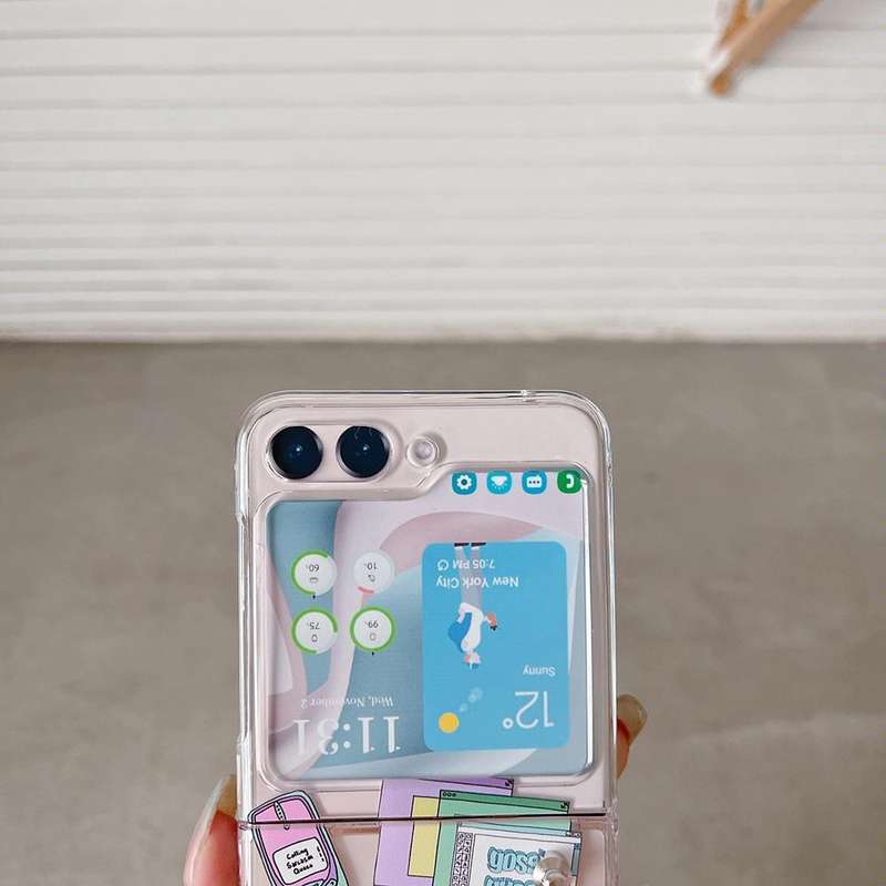 For Samsung Galaxy Z Flip5 Painted Pattern PC Transparent Folding Phone Case(Z75 Era Tags)