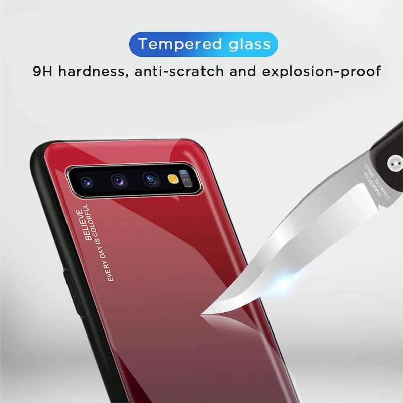 For Galaxy S10 5G Gradient Color Glass Case(Sky Blue)