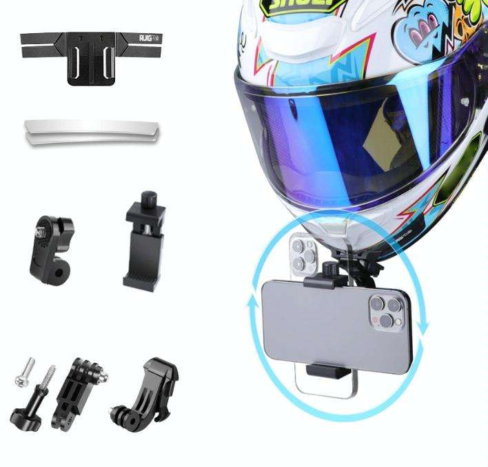 RUIGPRO Action Camera Phone Helmet Mount Kit with J-Hook Buckle & Rotation Phone Clamp & Adapter(...