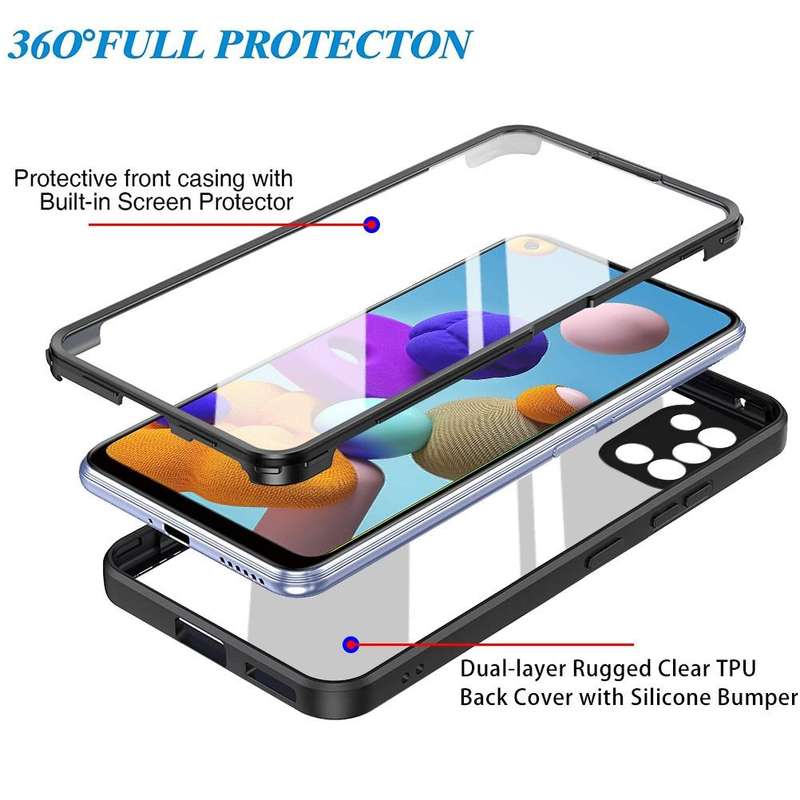 For Samsung Galaxy A21s Acrylic + TPU 360 Degrees Full Coverage Shockproof Phone Case(Blue)