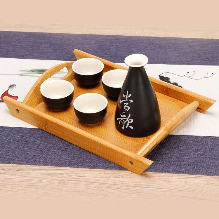 Bamboo Binaural Tea Set Tray Bread Display Tray, Size: 36.5x26.5cm
