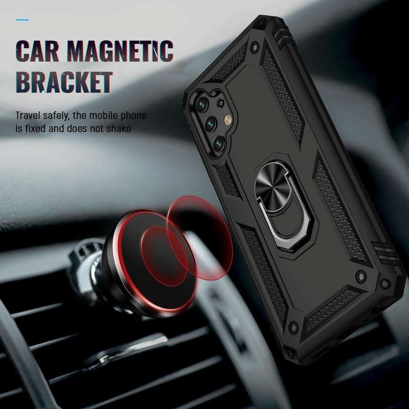 For Samsung Galaxy A13 4G Shockproof TPU + PC Phone Case with Holder(Black)
