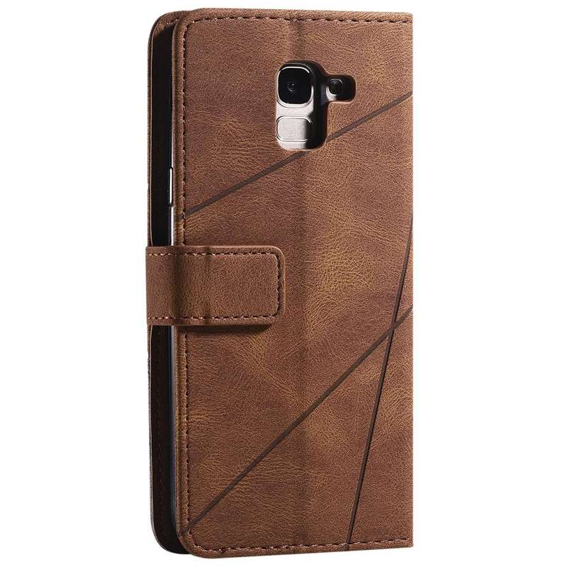 For Samsung Galaxy J6 Skin Feel Splicing Horizontal Flip Leather Case with Holder & Card Slots & ...
