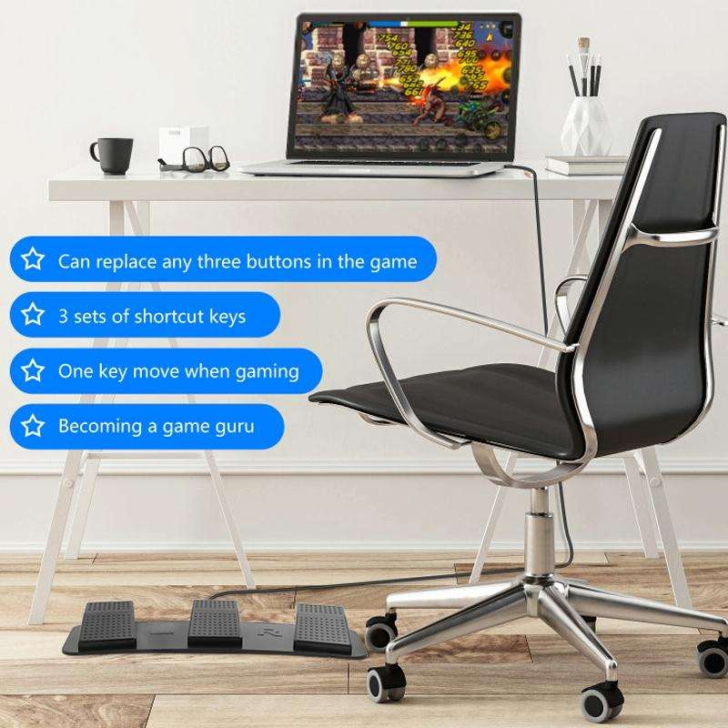Pcsensor FS23 CF Foot Pedal Switch Keyboard Control Mouse Game Combo Pedal(Mechanical Sound)