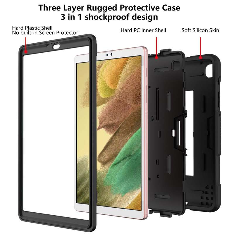 For Samsung Galaxy A7 Lite T220 Contrast Color Robot Shockproof Silicone + PC Tablet Case(Black)