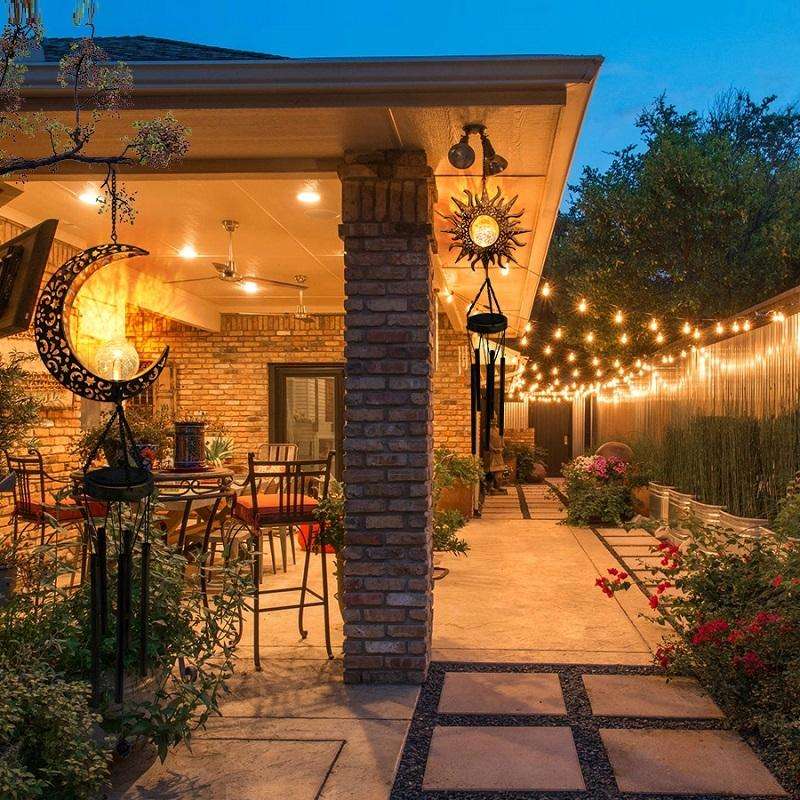 Solar Suspending Iron Wind Chime Lamp(Moon)