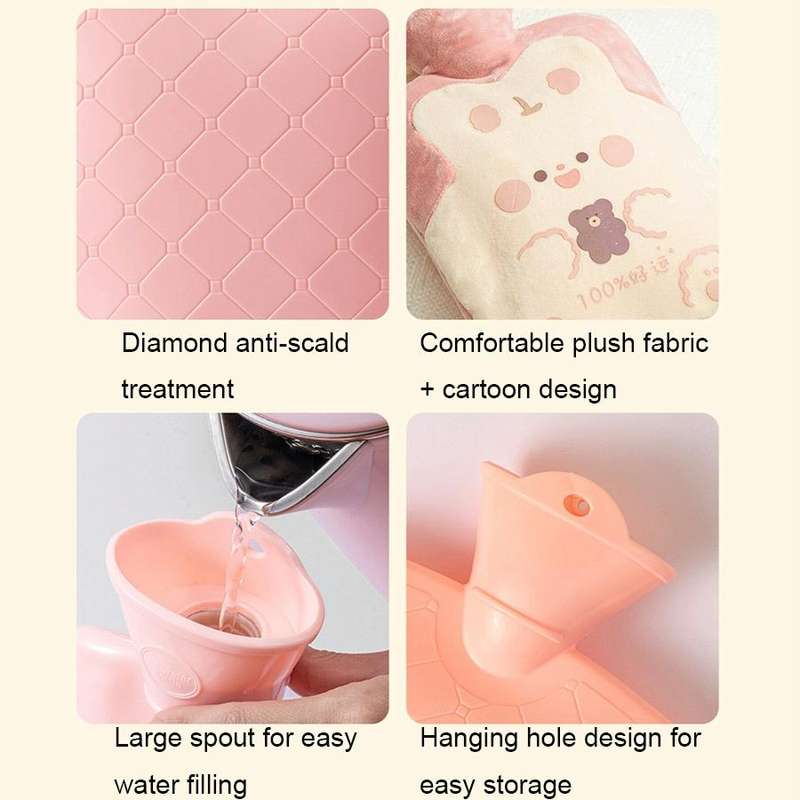 ZS103 Cartoon Plush Water-filled Explosion-proof Hot Water Bags, Spec: Intervened White(500ml)