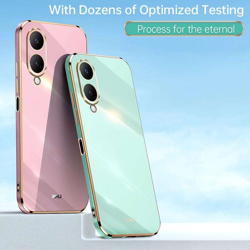 For vivo Y17S 4G XINLI Straight Edge 6D Electroplate TPU Phone Case(Black)