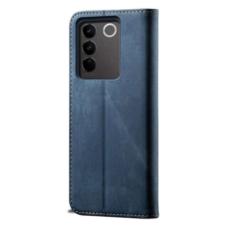 For vivo V27 Denim Texture Leather Phone Case(Blue)