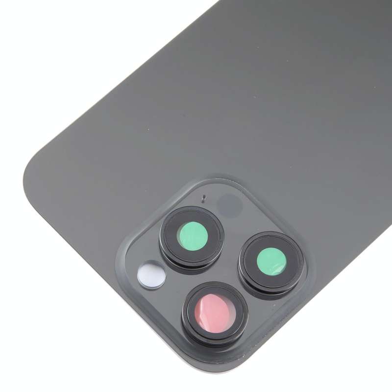 For iPhone 15 Pro Glass Battery Back Cover with Camera Lens Cover(Black)