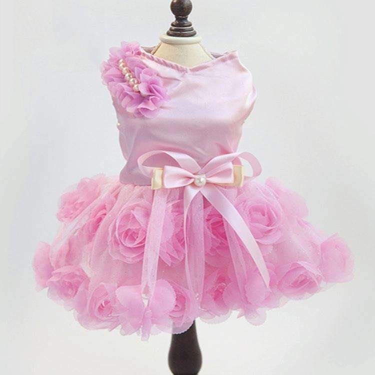 Pet Clothes Dog Spring Summer Thin Dress Rose Dress, Size: S(Pink)