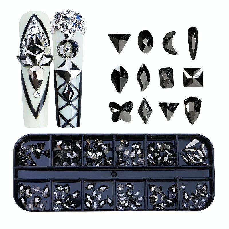 12 Grid Flat Bottom Shaped Nail Rhinestones Nail Decoration, Specification: 20